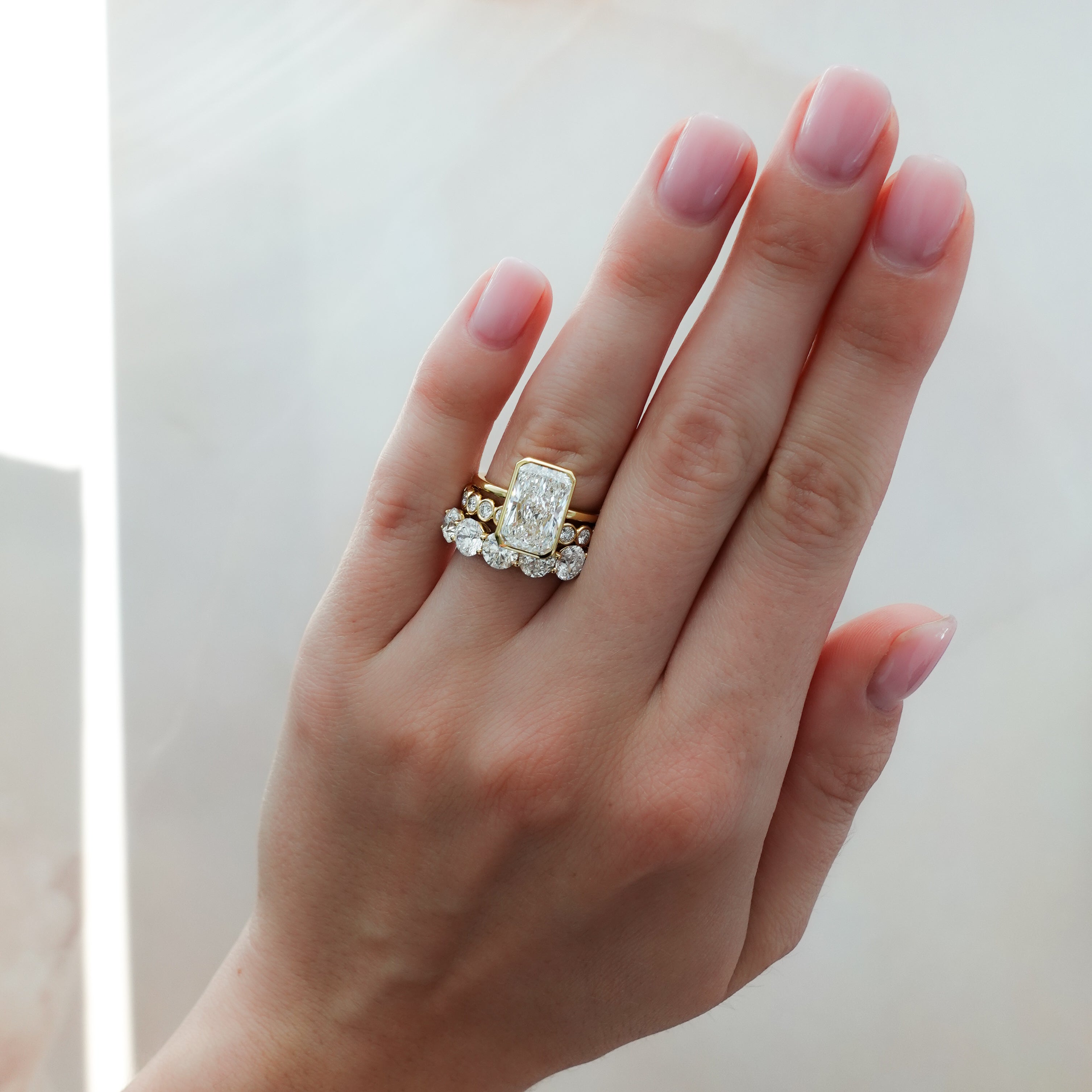 Marquise Shaped Three Stone Lab Grown Diamond Engagement Ring